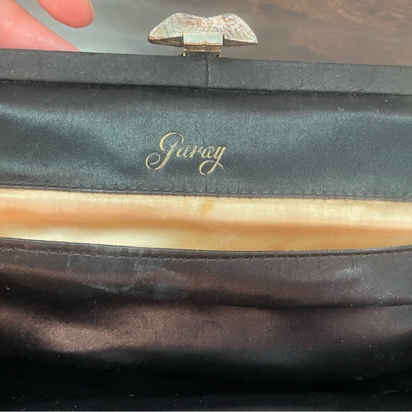 Vintage Embroidered Black floral Hand Bag clutch - Picture 7 of 9